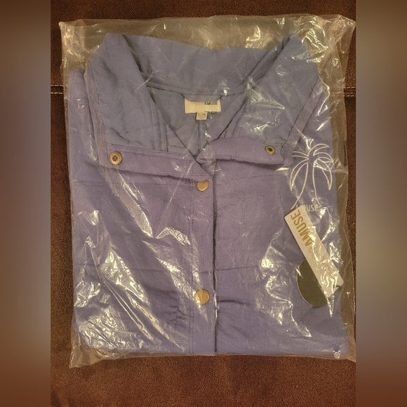 Amuse Society Women’s Seabreeze Quilted Jacket Indigo Blue Palm Tree Size L/XL - Picture 3 of 5